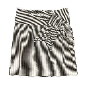 Care Me Purr Skirt Womens 6 Black Cream Pintuck Big Bow Striped Anthropologie